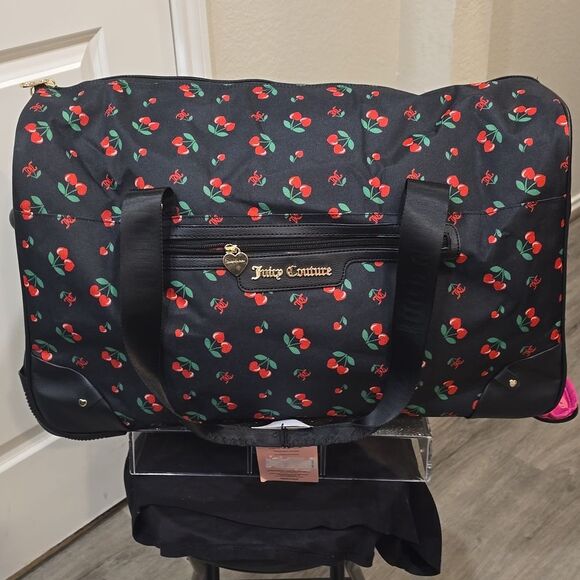 Juicy Couture Heart Cherries Travel Rolling Duffel Bag - Picture 5 of 14